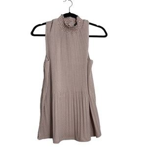 Adrianna Papell Sleeveless High Neck Polka Dot Pleated Blouse XL